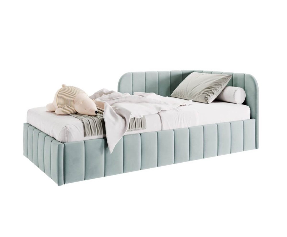 Jugendbett 90x200 cm mit Bettkasten und Lattenrost, Einzelbett für Jugendzimmer, MARIO SM 06
