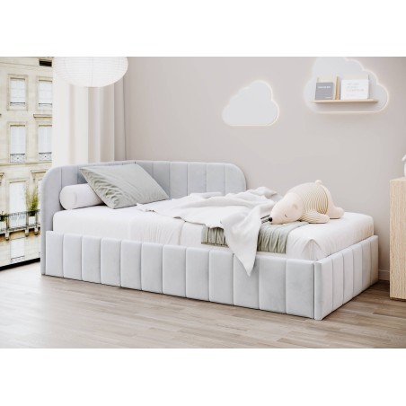 Jugendbett 90x200 cm mit Bettkasten und Lattenrost, Einzelbett für Jugendzimmer, MARIO SM 06