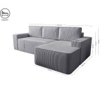 Ecksofa in L-Form mit Schlaffunktion und Bettkasten, mit eingebauter Armlehne, Cord POSO, NESTO A4