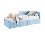 Polsterbett 100x200 cm, Singlebett mit Bettkasten und Lattenrost, Einzelbett für Jugendzimmer, MARIO SM 06
