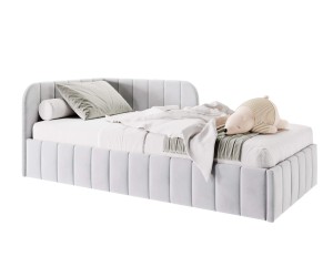 Bequemes Singlebett 120x200 cm, Polsterbett mit Bettkasten und Lattenrost, Einzelbett für Jugendliche, MARIO SM 06