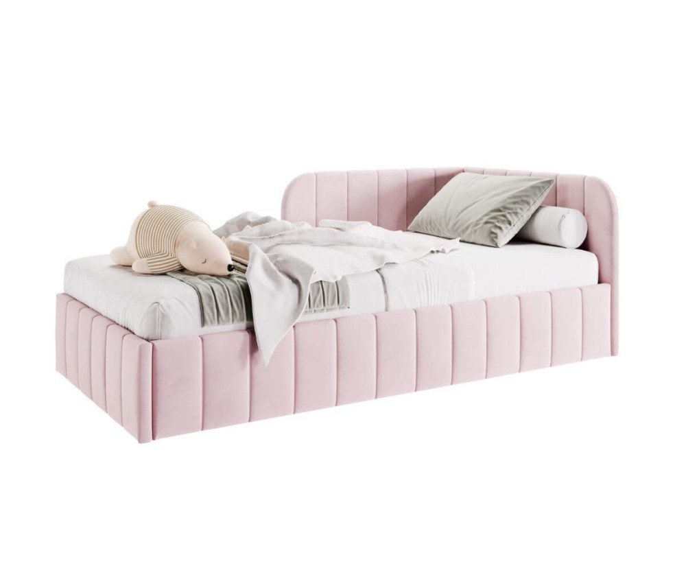 Bequemes Singlebett 120x200 cm, Polsterbett mit Bettkasten und Lattenrost, Einzelbett für Jugendliche, MARIO SM 06
