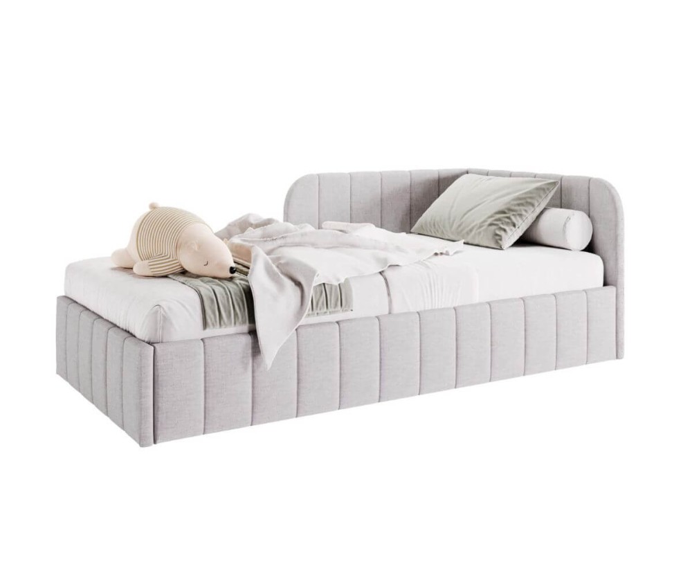 Bequemes Singlebett 120x200 cm, Polsterbett mit Bettkasten und Lattenrost, Einzelbett für Jugendliche, MARIO SM 06