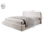 Polsterbett 180x200 cm für Dachschräge, Ehebett mit Bettkasten, Lattenrost mit Metallrahmen, Bouclé-Stoff, IMPERIA S17