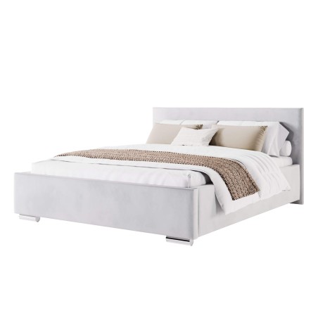 Doppelbett 140x200 cm für Dachschräge, Ehebett mit Bettkasten, Lattenrost mit Metallrahmen, IMPERIA S18
