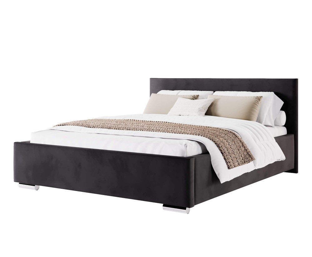 Komfortables Bett 200x200 cm für Schlafzimmer mit Bettkasten und Lattenrost, niedriges Kopfteil auf Wunsch, IMPERIA S18