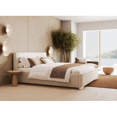 Komfortables Bett 200x200 cm für Schlafzimmer mit Bettkasten und Lattenrost, niedriges Kopfteil auf Wunsch, IMPERIA S18