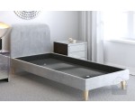 HAGE 2N Einzelbett 80x180 cm, Jugendbett, Hotelbett, glattes Kopfteil, hölzerne Füße