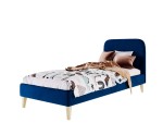 Polsterbett 80x200 cm, Jugendbett, Hotelbett, glattes Kopfteil, hölzerne Füße, HAGE 2N
