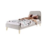 Polsterbett 80x200 cm, Jugendbett, Hotelbett, glattes Kopfteil, hölzerne Füße, HAGE 2N
