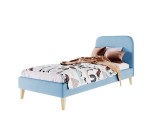 Polsterbett 80x200 cm, Jugendbett, Hotelbett, glattes Kopfteil, hölzerne Füße, HAGE 2N