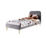 Polsterbett 80x200 cm, Jugendbett, Hotelbett, glattes Kopfteil, hölzerne Füße, HAGE 2N