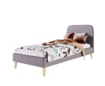 Polsterbett 80x200 cm, Jugendbett, Hotelbett, glattes Kopfteil, hölzerne Füße, HAGE 2N