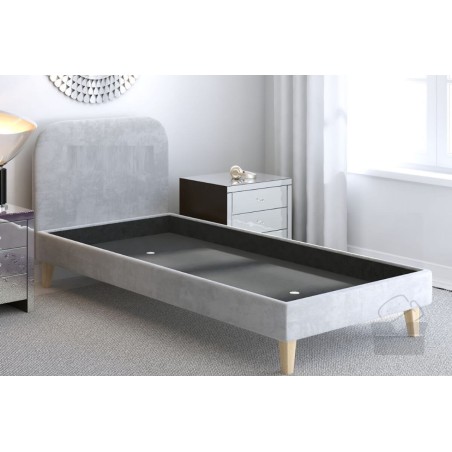 HAGE 2N Modernes Einzelbett 100x200 cm im nordischen Stil, Jugendbett, glattes Kopfteil, hölzerne Füße