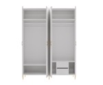 Großer Kleiderschrank 180 cm viertürig für Schlafzimmer, Drehtürenschrank, Kaschmir mit goldenen Details, SOLENA B04