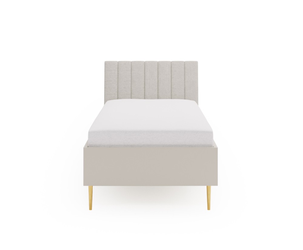 Einzelbett 80x200 cm, weiches Kopfteil, Kaschmir mit goldenen Details, SOLENA B06