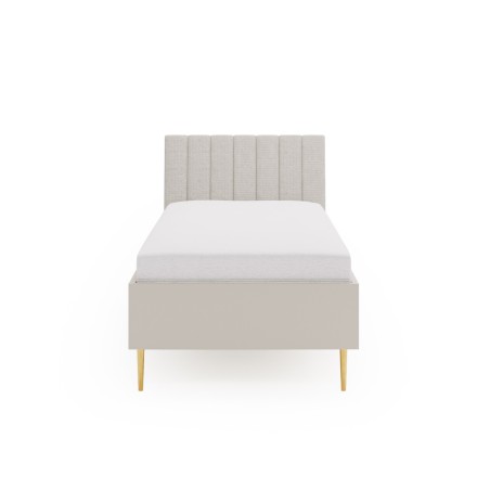 Einzelbett 80x200 cm, weiches Kopfteil, Kaschmir mit goldenen Details, SOLENA B06