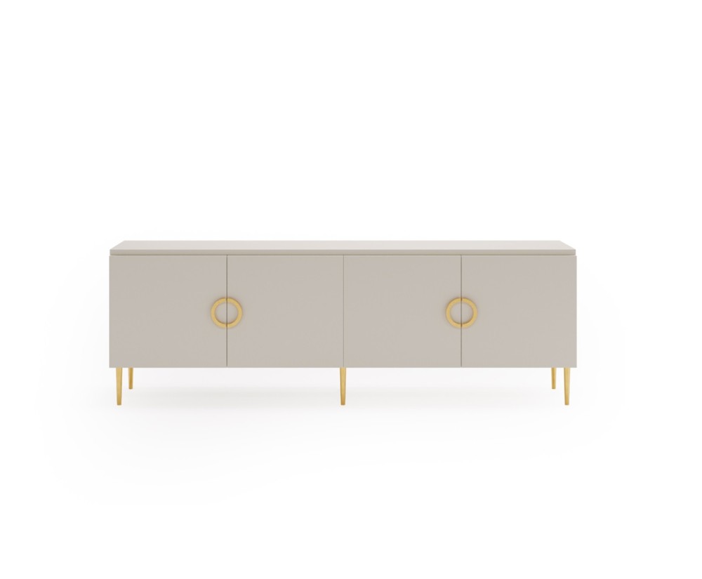 Niedrige Kommode Breite 180 cm, Sideboard mit goldenen Details, Kaschmir, SOLENA B07