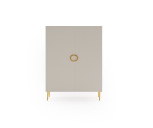 Zweitürige Kommode Breite 90 cm, Sideboard mit goldenen Details, Kaschmir, SOLENA B08