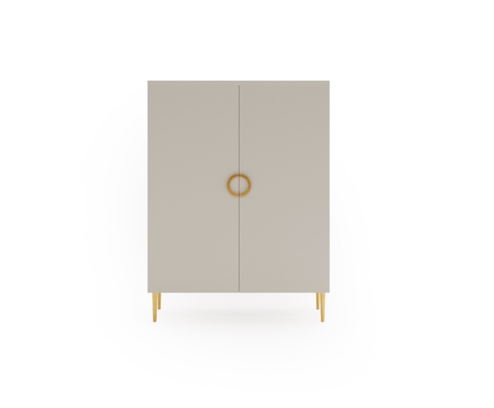 Zweitürige Kommode Breite 90 cm, Sideboard mit goldenen Details, Kaschmir, SOLENA B08 Zweitürige Kommode Breite 90 cm, Sideboard mit goldenen Details, Kaschmir, SOLENA B08
