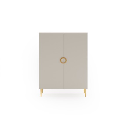 Zweitürige Kommode Breite 90 cm, Sideboard mit goldenen Details, Kaschmir, SOLENA B08