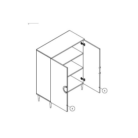 Zweitürige Kommode Breite 90 cm, Sideboard mit goldenen Details, Kaschmir, SOLENA B08