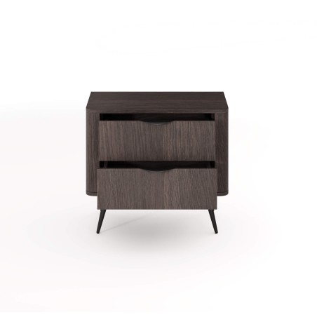 RIVAN Eleganter Nachttisch mit Schubladen, Eiche Dunin/Schwarz