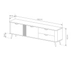 Moderner TV-Schrank zweitürig, zwei Schubladen, TV-Kommode, TV-Lowboard, Eiche Dunin/Schwarz, RIVAN Moderner TV-Schrank zweitürig, zwei Schubladen, TV-Kommode, TV-Lowboard, Eiche Dunin/Schwarz, RIVAN