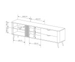 Moderner TV-Schrank zweitürig, zwei Schubladen, TV-Kommode, TV-Lowboard, Eiche Dunin/Schwarz, RIVAN Moderner TV-Schrank zweitürig, zwei Schubladen, TV-Kommode, TV-Lowboard, Eiche Dunin/Schwarz, RIVAN