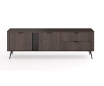 Moderner TV-Schrank zweitürig, zwei Schubladen, TV-Kommode, TV-Lowboard, Eiche Dunin/Schwarz, RIVAN Moderner TV-Schrank zweitürig, zwei Schubladen, TV-Kommode, TV-Lowboard, Eiche Dunin/Schwarz, RIVAN