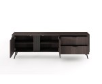 Moderner TV-Schrank zweitürig, zwei Schubladen, TV-Kommode, TV-Lowboard, Eiche Dunin/Schwarz, RIVAN Moderner TV-Schrank zweitürig, zwei Schubladen, TV-Kommode, TV-Lowboard, Eiche Dunin/Schwarz, RIVAN