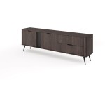 Moderner TV-Schrank zweitürig, zwei Schubladen, TV-Kommode, TV-Lowboard, Eiche Dunin/Schwarz, RIVAN Moderner TV-Schrank zweitürig, zwei Schubladen, TV-Kommode, TV-Lowboard, Eiche Dunin/Schwarz, RIVAN