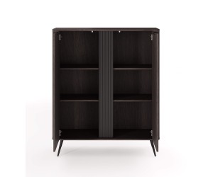 RIVAN Moderne hohe Kommode zweitürig, Sideboard, Eiche Dunin/Schwarz