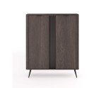 Moderne hohe Kommode zweitürig, Sideboard, Eiche Dunin/Schwarz, RIVAN