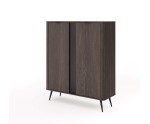 Moderne hohe Kommode zweitürig, Sideboard, Eiche Dunin/Schwarz, RIVAN