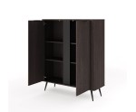 Moderne hohe Kommode zweitürig, Sideboard, Eiche Dunin/Schwarz, RIVAN