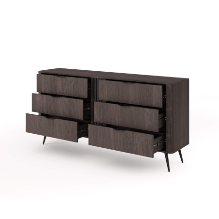 RIVAN Elegantes Möbelset für Wohnzimmer, Komplett-Set 3-teilig, Eiche Dunin/Schwarz