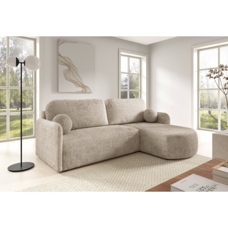 Ecksofa rechts / links mit Schlaffunktion und Bettkasten, Chenille-Stoff, TRIVIO N10