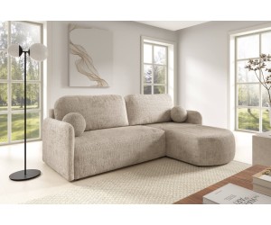 Ecksofa rechts / links mit Schlaffunktion und Bettkasten, Chenille-Stoff, TRIVIO N10