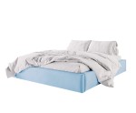 Polsterbett 140x200 cm für Schlafzimmer, Ehebett mit Bettkasten, Lattenrost mit Metallrahmen, ohne Kopfteil, SAMOS 01