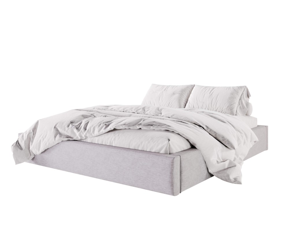 Modernes Bett 160x200 cm für Dachschräge, Polsterbett mit Bettkasten, Lattenrost mit Metallrahmen, ohne Kopfteil, SAMOS 01
