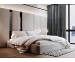 Modernes Bett 160x200 cm für Dachschräge, Polsterbett mit Bettkasten, Lattenrost mit Metallrahmen, ohne Kopfteil, SAMOS 01