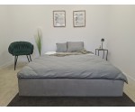 Modernes Bett 160x200 cm für Dachschräge, Polsterbett mit Bettkasten, Lattenrost mit Metallrahmen, ohne Kopfteil, SAMOS 01