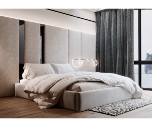 Modernes Bett 160x200 cm für Dachschräge, Polsterbett mit Bettkasten, Lattenrost mit Metallrahmen, ohne Kopfteil, SAMOS 01