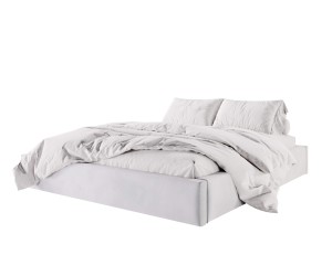 Minimalistisches Bett 180x200 cm ohne Kopfteil, Polsterbett mit Bettkasten, Lattenrost mit Metallrahmen, SAMOS 01