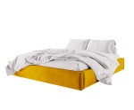 Großes Ehebett 200x200 cm ohne Kopfteil für Dachschräge, Polsterbett mit Bettkasten, Lattenrost mit Metallrahmen, SAMOS 01