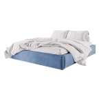 Großes Ehebett 200x200 cm ohne Kopfteil für Dachschräge, Polsterbett mit Bettkasten, Lattenrost mit Metallrahmen, SAMOS 01
