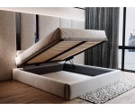 Großes Ehebett 200x200 cm ohne Kopfteil für Dachschräge, Polsterbett mit Bettkasten, Lattenrost mit Metallrahmen, SAMOS 01