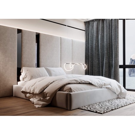 Großes Ehebett 200x200 cm ohne Kopfteil, Polsterbett mit Bettkasten, Lattenrost mit Metallrahmen, SAMOS 01