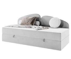 LEONARD Kinderbett 80x200 cm, Polsterbett, Einzelbett mit Matratze und Bettkasten